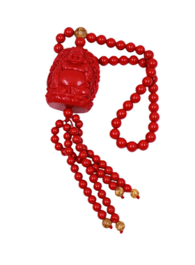 天然朱砂佛像正反两面车挂摆件