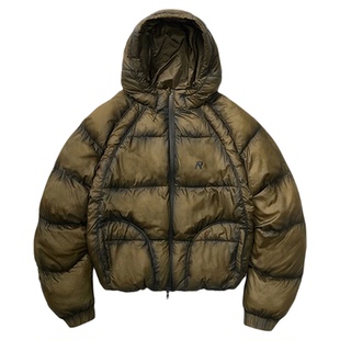 REPRESENT 高蓬松尼龙面料耐磨保暖半透明亮面金属质感连帽羽绒服