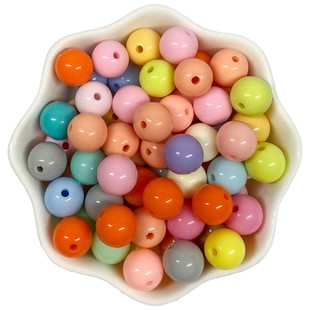 12mm实色亚克力直孔珠子 手工diy小红书同款冠冠编织包包手链散珠