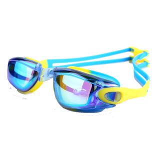 宇悠新款儿童专业泳镜防雾防水炫彩大框游泳镜男女童通用泳镜套装