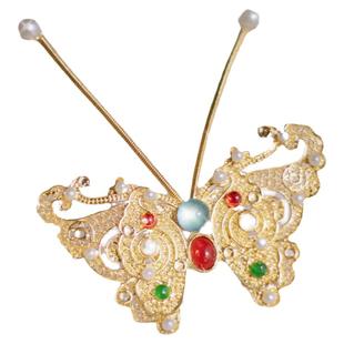 格格间汉服【宝石蝴蝶】掩鬓流苏明制头饰珍珠古风唐u钗发饰百搭