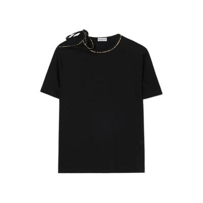 系带衣袖棉质T恤衫BURBERRY