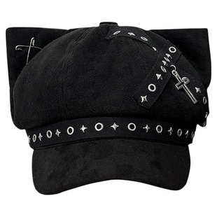 1Gangster Inn原创猫耳贝雷帽配饰朋克暗黑风亚文化可爱猫猫帽子