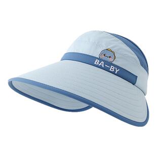 儿童防晒帽夏天男孩空顶帽女童遮阳帽大檐可折叠防紫外线太阳帽潮