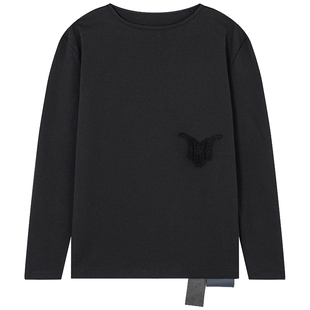 YOUWEI【优惠专属】简约气质长袖T恤长毛绣花圆领套头衫Y1223307