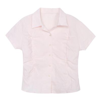 高级显气质褶皱设计短袖衬衫