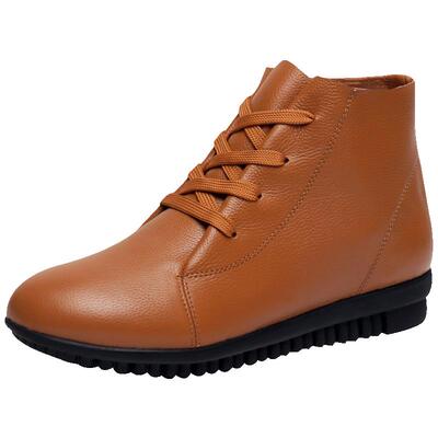 平底没有内增高短靴休闲