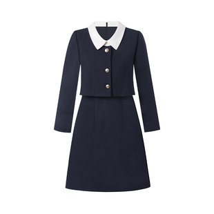 Even一雯【智性韩女】韩系高智感秋冬精致假两件收腰小个子连衣裙