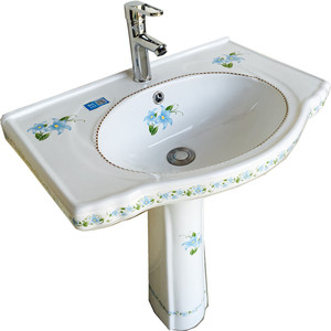 立柱盆陶瓷卫浴洗脸盆洗手盆一体式小户型卫生间阳台落地彩花台盆