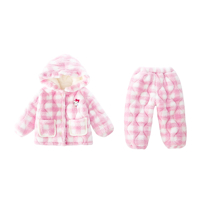 女童冬装睡衣2025新款儿童冬季加绒加厚女宝宝三层夹棉保暖家居服