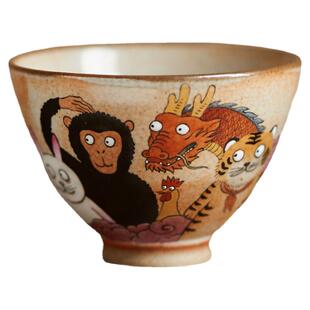 勾画原创全手工手绘复古志野烧十二生肖开片大号茶杯鸡心杯压手杯