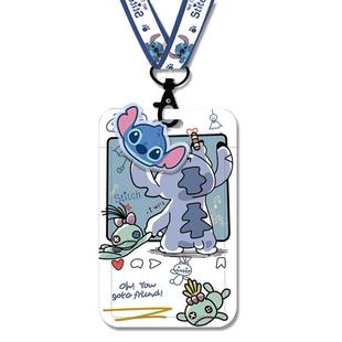 情侣史迪仔安琪饭卡套 可爱学生校园挂脖挂绳工作证件胸牌门禁胸卡公交卡通卡套工牌ins少女潮情侣羊城通卡套