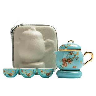 高端夫人旅行茶具一人二杯随身泡茶壶便携式户外露营快客杯收纳包