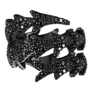 APM Monaco黑色纯银镶晶钻回旋龙尾戒指轻奢高级戒指小众设计情侣