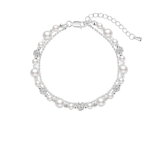 AJIDOU阿吉豆手链女款珍珠双层叠戴满天星手串轻奢高级感串珠手饰