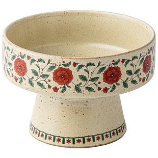 巷子尾〖新中式高脚果盘〗5英寸陶瓷水果盘家用干果盘复古点心盘