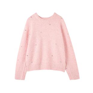 芝禾/CHESONSE【俏佳人】重工订钻绵羊毛衫女甜美针织毛衣245029