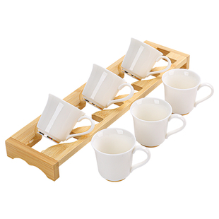 防烫手带把功夫小茶杯6只装家用茶具喝茶杯子有耳品茗杯德化白瓷