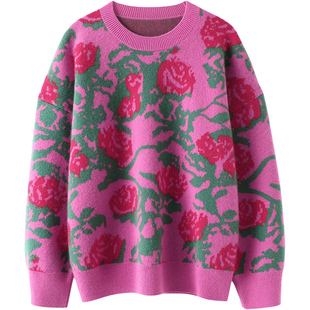 匠人之作~提花密织加厚羊绒衫女100纯羊绒毛衣宽松内搭秋冬季内搭