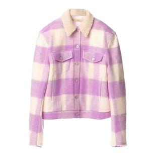 pushBUTTON秋冬女士文艺格子毛呢加棉外套银泰百货 301596