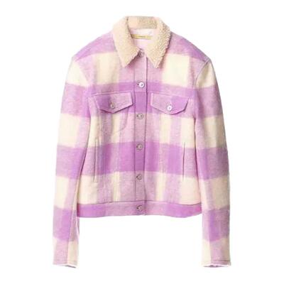 pushBUTTON秋冬女士文艺格子毛呢加棉外套银泰百货 301596