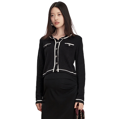 SELLYNEAR撞色小香风亲肤开衫