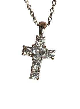s925纯银十字架镶满钻吊坠项链