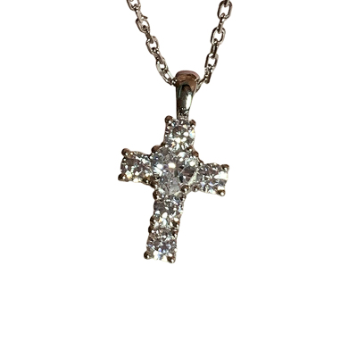 s925纯银十字架镶满钻吊坠项链