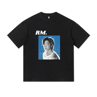 韩男团BTS爱豆RM粉丝应援周边个性重磅纯棉T恤半袖杉情侣男女同款