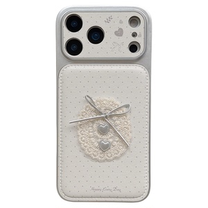 jze韩系ins温柔少女心波点蕾丝蝴蝶结适用苹果17ProMax手机壳iphone15新款16pro全包17pro大视窗14防摔手机套