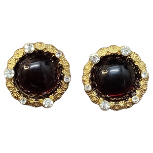 【原创设计款】A07欧美夸张风红色花朵木片圈圈耳环耳钉耳饰