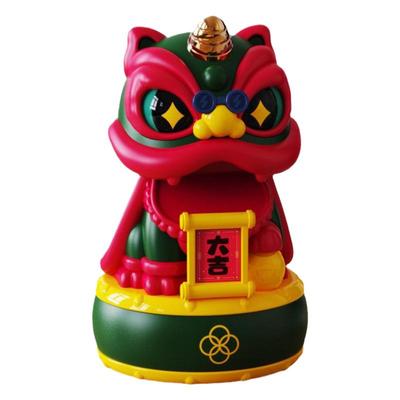 中国风太阳能醒狮摆件