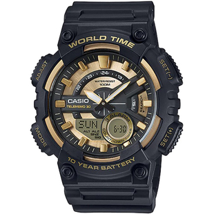卡西欧 CASIO 手表男学生 十年电力防水表AQ-S810W/ AEQ-110BW-9A