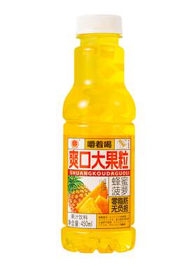 嚼着喝大果粒果肉果汁饮料整箱450ml15瓶装菠萝果饮荔枝蜂蜜健康