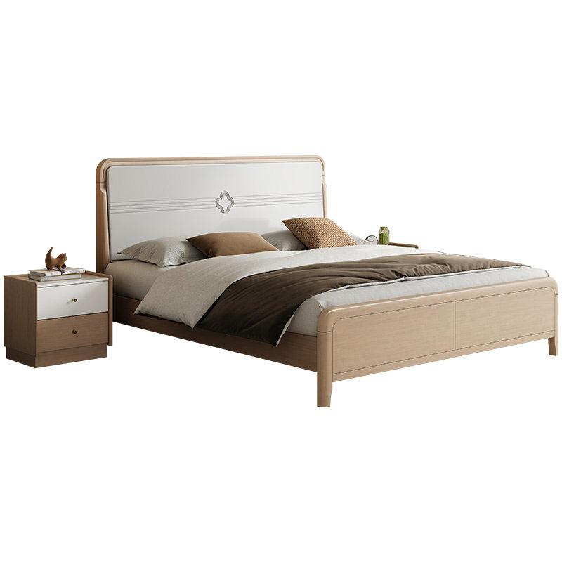实木床法式复古主卧1米8双人床烟熏色全实木原木床卧室家具美式床
