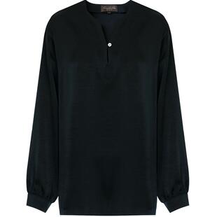 预售COCOBELLA奢感黑色缎面极简风休闲衬衫气质OL通勤上衣SR7066