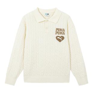 PUMA彪马小童装针织毛衣冬季新款中大学生男打底衫POLO领套头上衣