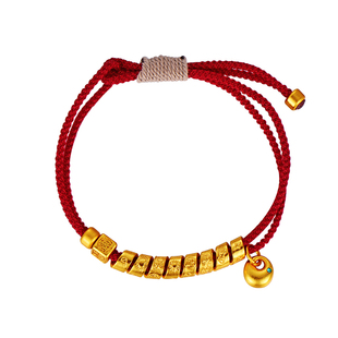 古法沙金红色编织绳手链手绳女款小众设计师轻奢高级感手镯手饰品