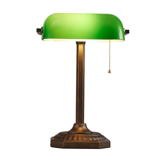 美式仿古铜银行灯 蒋介石民国老式怀旧复古拍摄影视道具绿色台灯