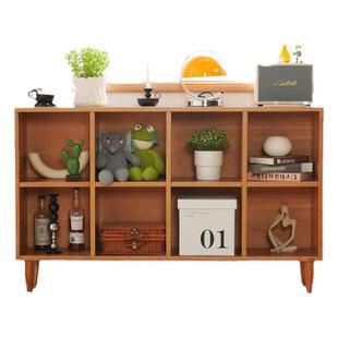 实木书柜落地柜子储物柜客厅家用收纳置物柜樱桃木格子柜定制书架