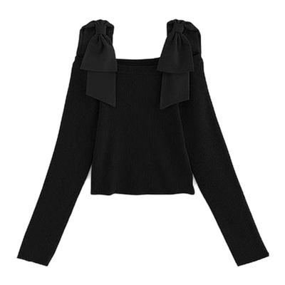 日本直邮日潮 GRL 露肩蝴蝶结带针织上衣 mb1546长袖针织衫