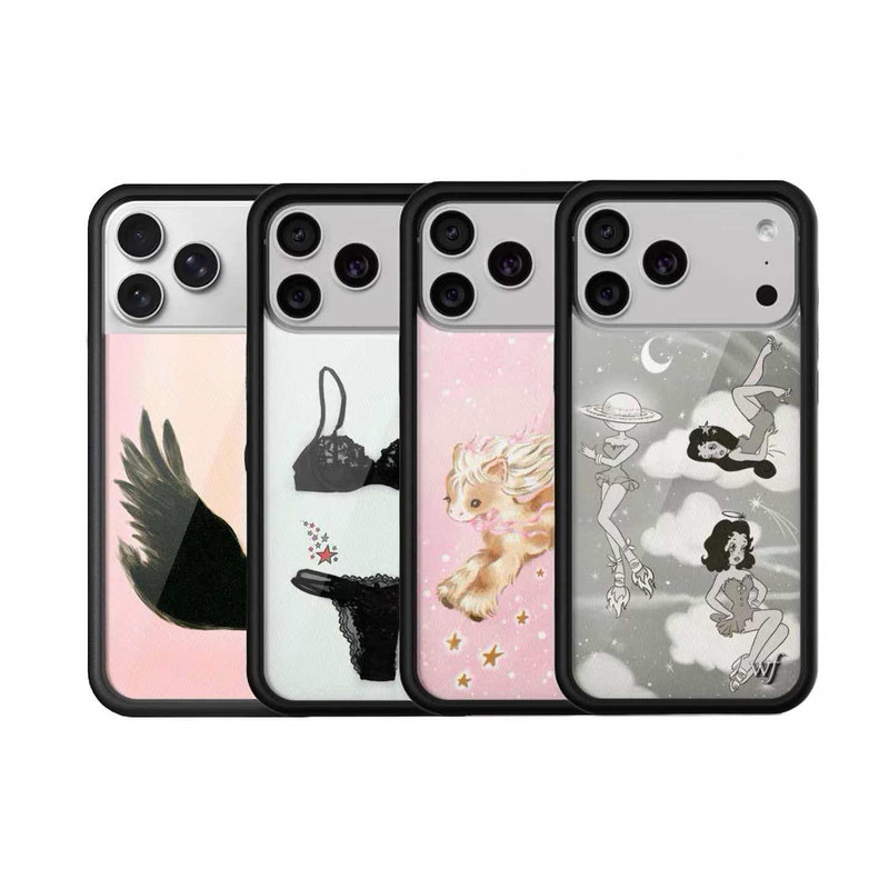 wildfl灰色女孩手机壳适用苹果iPhone18/17/16/15/14/Pro/Max/Air硬壳全包保护套硅胶防摔个性时尚wf星星飞马