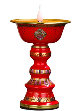 藏式电子仿真火焰充电酥油灯烛台