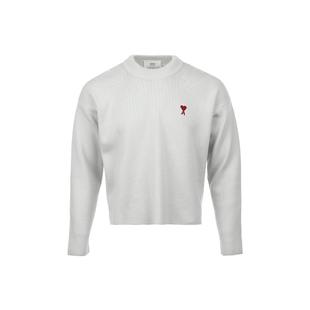 【自营】AMI红色爱心徽标落肩套头圆领宽松长袖毛衣男女同款单穿