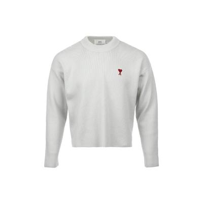 【自营】AMI红色爱心徽标落肩套头圆领宽松长袖毛衣男女同款单穿