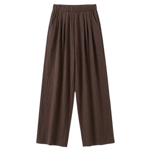 水墨佳人真丝桑蚕丝长裤子女款春季气质高腰松紧腰休闲百搭休闲裤