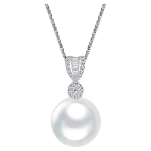 吉尔德极光维纳斯五星澳白吊坠18K金海水珍珠项链正圆女钻锁骨链