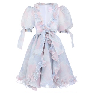 【经典系列】白底蓝紫碎花 玛丽皇后连衣裙 Selkie collection