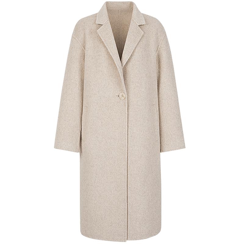 KBNE灰色毛呢外套双面呢大衣2025新款中长款气质长袖大衣秋冬女