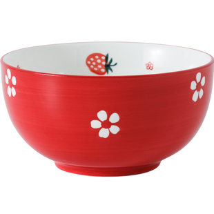 草莓碗碟套装陶瓷餐具家用可爱汤碗饭碗面碗大碗个人盘子菜盘日式